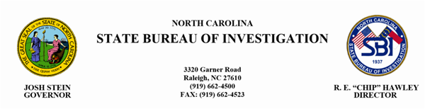 North Carolina State Bureau of Investigation letterhead